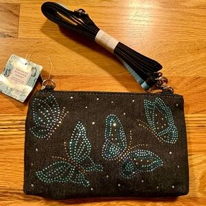 Brighton VIP Butterfly Sparkle Denim Crossbody Bag